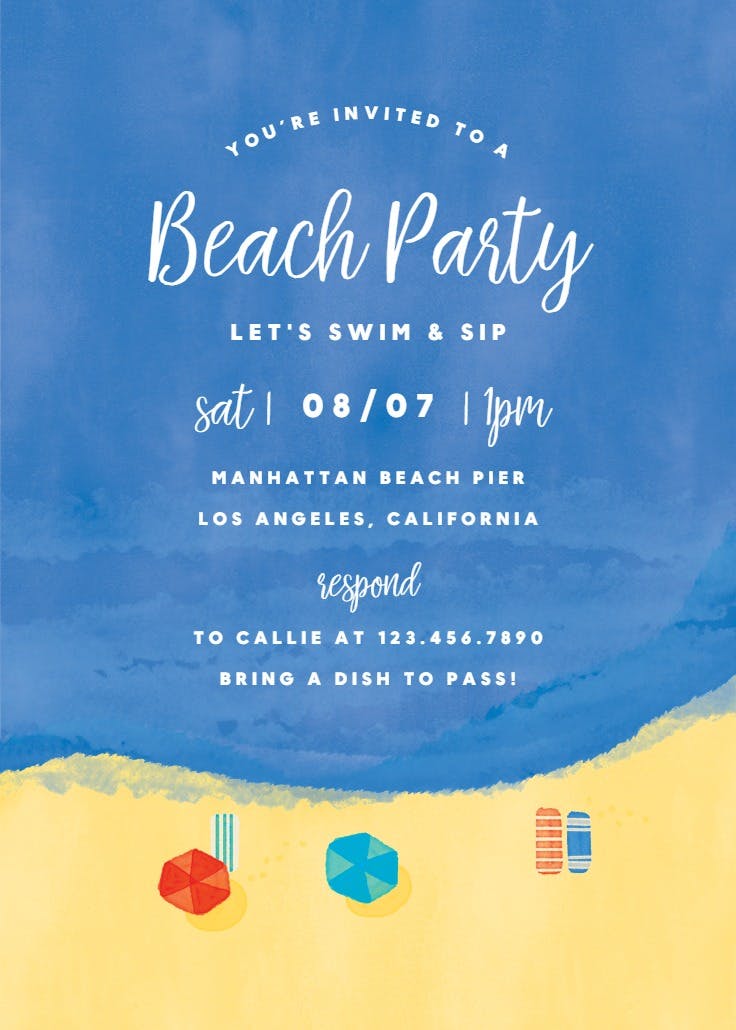 Beach chillout - pool party invitation